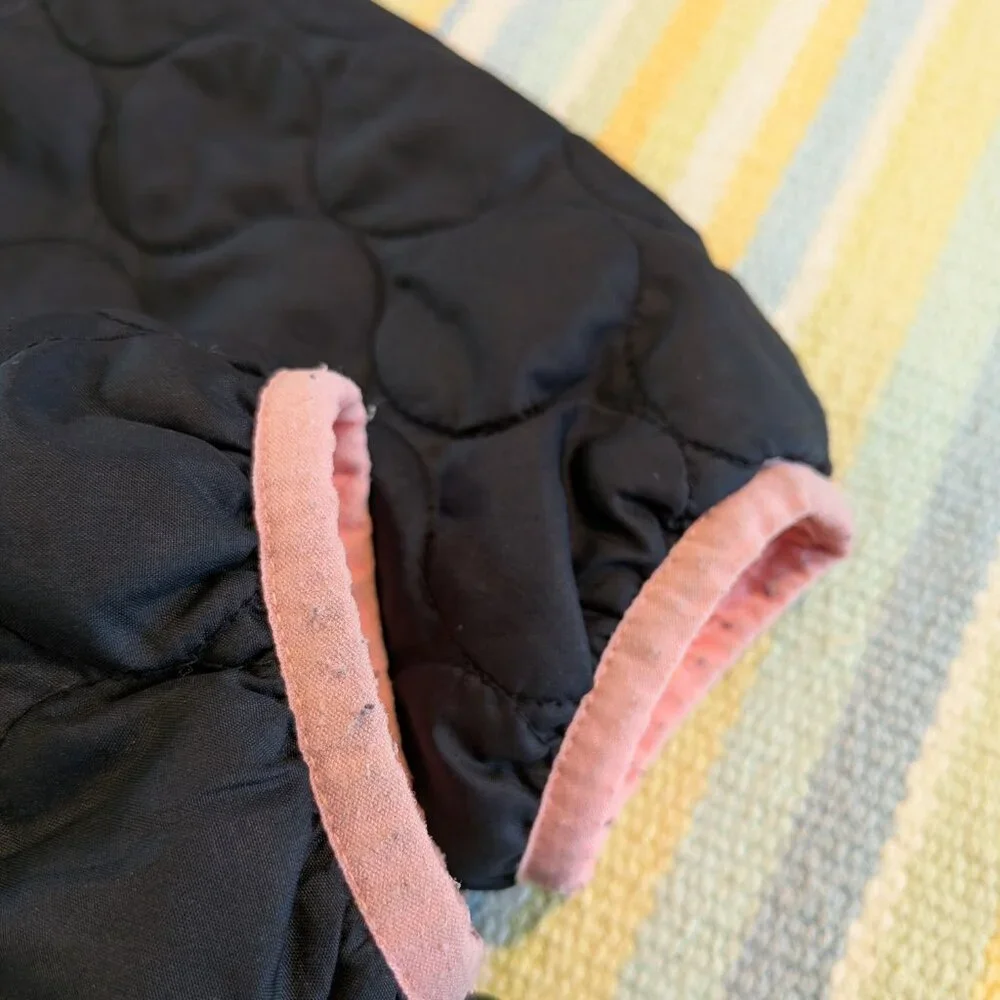 ⭐ Columbia Black quilted coat with fuzzy pink lining size XS 6-6x